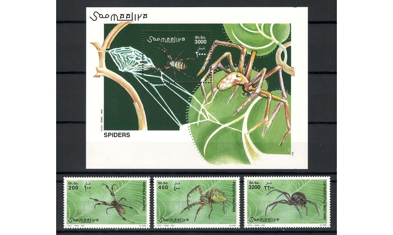 SOMALIA 2002 - PAIANJENI - SERIE DE 3 TIMBRE+BLOC NESTAMPILAT - MNH - COTA MICHEL : 25 E / insecte78